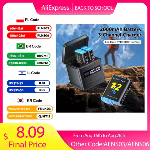 PALO Battery for GoPro Hero 10 Camera Go Pro 11 9 2000mAh Batteries with 3 Slots USB Charge Box for 