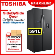 TOSHIBA MIDEA 591L / 587L / 580L Side By Side Fridge Refrigerator GR-RS682WE-PMY with WATER DISPENSER  MSS-580WEVB