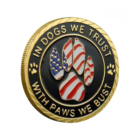 United States Police Dog K9 Collectible Coin Gold Plated in Dogs We Trust Canine Commemorative Coin