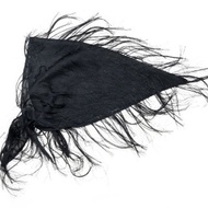 美式複古 黑色透明流蘇防曬面罩面巾機車頭巾三角巾