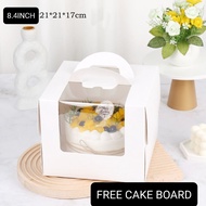 8.4 Inch (21x21x17cm) Ins Window Cake Box FREE Cake Board Transparent Box With Handle