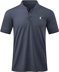 Men's Polo Shirts Casual Short Sleeve Golf Polo Athletic Shirt Tennis T-Shirt for Men, US 38(S), A Grey 1