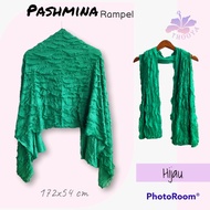 Selendang Pashmina Rempel Motif Polos Payet - Hijau/Kuning/Orange