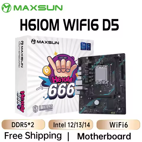 MAXSUN Motherboard H610M WIFI D5 Support Intel 14/13/12th Generation Core LGA 1700 CPU DDR5 M.2 PCIE