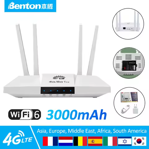 Benton Unlocked WiFi6 4G SIM Router 3000mAh USB Powered 4G Router Portable WiFi Mobile Travel Router