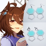 Anime Game Uma Musume Pretty Derby Earrings Agnes Tachyon Hexagonal Geometry Acrylic Ear Clip Hallow