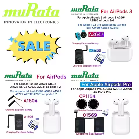Replacement Battery for AirPods 1 2 3 Pro Pro1 Pro2 AirPods3 A2565 A2564 A2083 A2084 A2190 Wireless