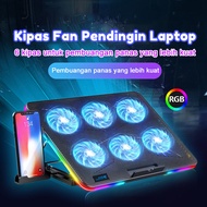 Cooling Pad Laptop 6 Kipas Alat pendingingin laptop Fit Laptop Up to 15.6" - Black/Pink/Biru