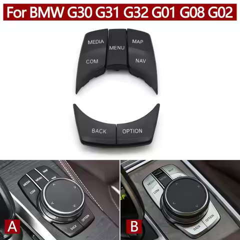 5Pcs Car Interior Console CIC IDrive Multimedia Button Cover Replace For BMW 5 6 7 X3 X4 G30 G31 F90