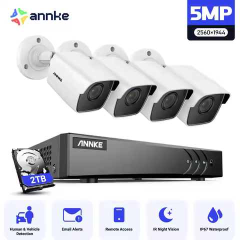 ANNKE H.265+ 8CH 5MP DVR Security Surveillance Kits 8pcs 5MP PIR Outdoor Cameras IP67 Weatherproof D