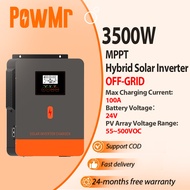 PowMr 3.5KW 24V Off-Grid Hybrid Solar Inverter Built-in 100A MPPT Solar Charger 55-500Vdc PV Input P