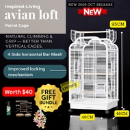 Inspired-Living Bird Cage Horizontal  Bar Parrot Cage | Natural Climb Grip | Rust-Proof SS304