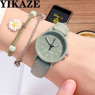 YIKAZE Women's Watches PU Leather Strap Women Quartz Wristwatches Waterproof Round Dial Retro Bracelet Watch Ladies Girls Watch