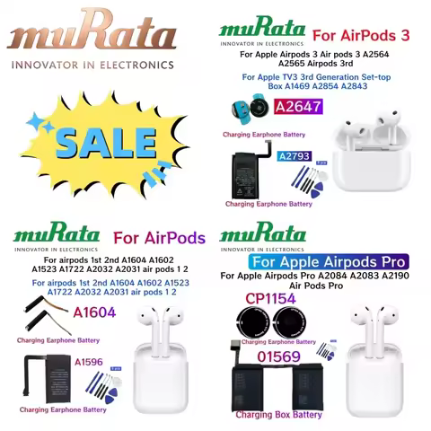 Replacement Battery for AirPods 1 2 3 Pro Pro1 Pro2 AirPods3 A2565 A2564 A2083 A2084 A2190 Wireless 