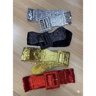 LK505 Sequin Elastic Belt Square Head 4 Inches Waist Capacity 24–34 Wear To Events/Parties