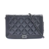 黑色 菱格紋 羊皮 So Black Boy Wallet On Chain WOC 鍊帶 肩背包【CHANEL 香奈兒】 AP1117