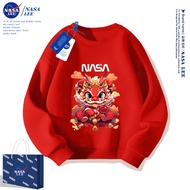 เสื้อสเวตเตอร์สีแดง NASA สำหรับเด็กชายและเด็กหญิงอายุ12ปีเสื้อผ้าปีนักษัตรมังกรปี2024บุขนรุ่นฤดูใบไม้ร่วงและฤดูหนาวสำหรับเด็ก