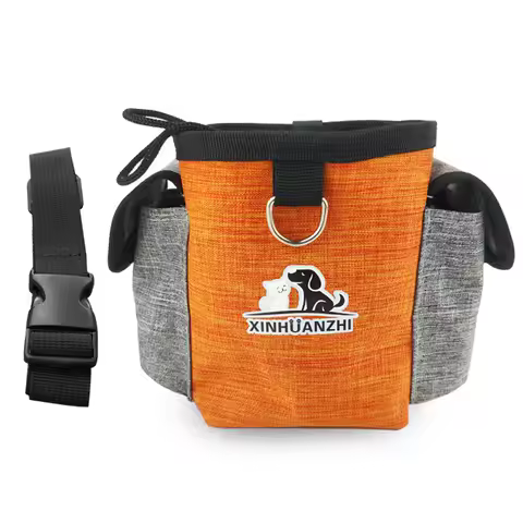 Dog Treat Pouch Easily Carries Kibble and Toys Built-In Poop Bag Dispenser Waterproof Fabric Profess