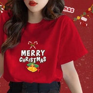 T-Shirt100% Cotton Red Oversized T-Shirt for Women - Perfect for ChristmasS-5XL