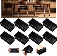 RattanView 8pcs Rubber 2x4 Wood Post End Cap Leg Cover Black End Cap Square Rubber Caps, 1.5" x 3.5"