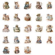 46 PCS Retro Cat European Style PVC Boxed Stickers Student DIY Stationery Decoration Stickers Suitable for Photo Albums Diaries CupsMobile Phones Laptops Luggage Scrapbooks