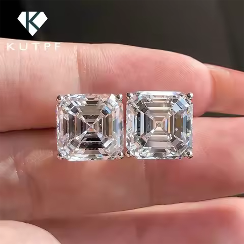 1/2/3CT Asscher Cut Moissanite Stud Earrings with Certificate Square Solitaire Lab Diamond Earring f