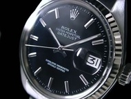 ROLEX 14K WG Fluted Black ref.1601 Cal.1570 Datejust Oyster Perpetual Beautiful