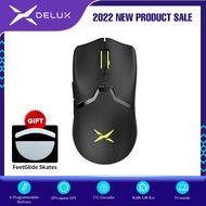 Delux M800PRO PAW3370 RGB Optical Wireless เมาส์สำหรับเล่นเกมส์เมาส์ตั้งโปรแกรมได้ตามหลักสรีรศาสตร์เ