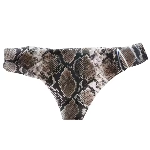 Plus Size Latex Snake Camo Low-Rise G-string Seamless Micro Thong T-Back G string Erotic Lingerie Th