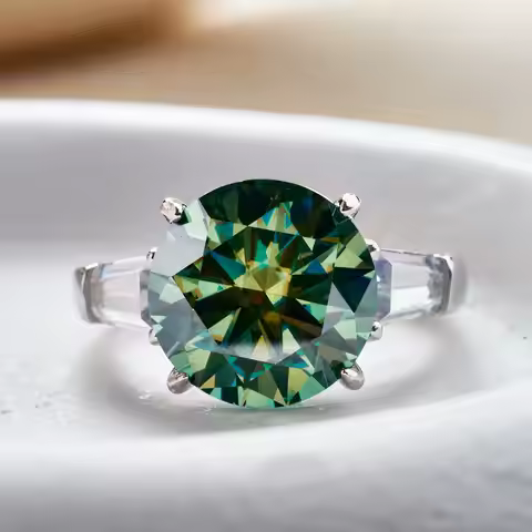 JoyceJelly Luxury Round 5 Carat Moissanite Diamond Ring for Women Sterling Silver 925 Jewelry Female