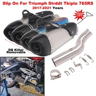 Slip-On For Triumph Strddt Tkiple 765RS 765R/S 765 RS 2017 - 2021 Motorcycle Exhaust Escape Muffler 