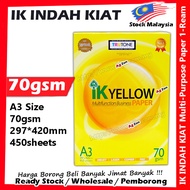IK Yellow Multifunction Business A3 Paper 70gsm 297x420mm 450sheets / 500Sheets X 1 Ream