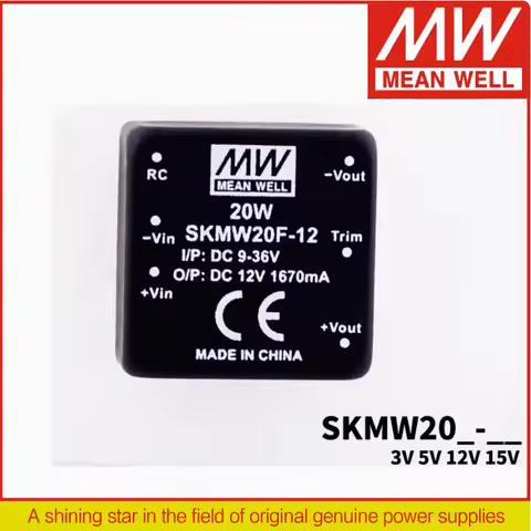 MEAN WELL 20W 1"x1" Package DC-DC Regulated Converter SKMW20 & DKMW20 20G/20F 3V 5V 12V 15V