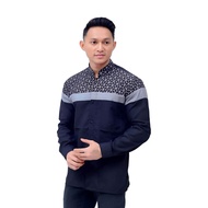 Baju Koko Pria Lengan Panjang Size M-5XL Jumbo Terbaru Motif Batik Bordir Modern Fashion Muslim Atas