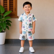 KEMEJA CHILDREN'S SHIRT SET, HAWAII BEACH HEM, TYPICAL BALI, baju pantai budak lelaki, baju budak le
