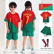 3Pcs/Good Quality Kids Football Jersey Setwear Ronaldo Kids Football Jersey Set MQSF