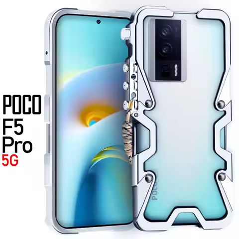 Armor Screw Metal Frame Shockproof Cover For POCO F5 Pro 5G Aluminium Bumper Cases Heavy Duty Fundas