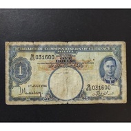 Malaya British Borneo Old Banknotes King George VI 1 Dollar Year 1941 Prefix Q85 ( Circulated Fine C