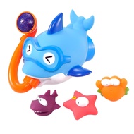 4 Pieces Baby Cartoon Bathing Toy Plastic Playing Water Toy Shark Fountain Bath Toy for Kids Baby Girls Boys Infants Ages 1-5 Bath Toys