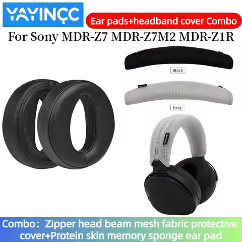 YAYINCC Replacement Protein skin Ear pads+Zipper headband cover Combo For Sony MDR-Z7 MDR-Z7M2 MDR-Z