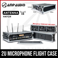 AmpAudio 2U Rack Flight Case for Wireless Mic Receiver PA System DJ Audio Equipment Portable Case