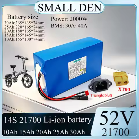 NEW 52V Battery Pack 21700 30Ah 25Ah 20Ah 15Ah 10Ah Rechargeable Lithium Battery for Electric Scoote