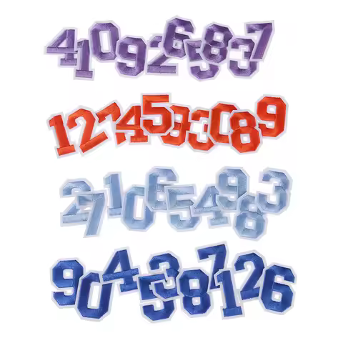 10PCS 0-9 Number Patch Embroidery Patches for T shirt Iron on Stripes Appliques Clothes Stickers Clo