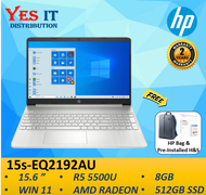 HP 15s-EQ2191AU / EQ2192AU 15.6" FHD Laptop (R5-5500U AMD RADEON 8GB 512GB SSD W11+OPI 2YW) Free Bag