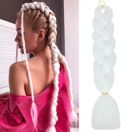 Herina White Braiding Hair Extensions One Pack White Fake Braids For Bubble Braids White Braiding Ha