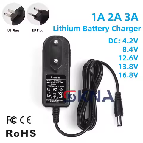 DC 4.2V 7.2V 8.4V 12.6V 13.8V 16.8V 1A 2A 18650 Lithium Battery Charger 12.6V 2A Power supply Adapte