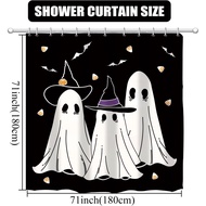 GAGEC Halloween Shower Curtain Ghosts Bat Candy Black Shower Curtain Sets with Hooks for Bathroom Wa