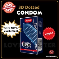 Love Monster - 3D Dotted Delay Condom 10pcs/Box Kondom Berduri Tambah Panjang Tahan Lama Pancut