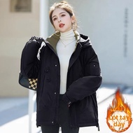 Shalldoer | Áo Khoác Parka Dày có Lót Lông Cừu Form Rộng cho Phụ Nữ Mùa Thu Đông