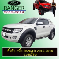 โป่งล้อ คิ้วล้อ 6นิ้ว Ford Ranger 2012-2014 เเบบเรียบ สีดำด้าน รุ่น4ประตูแคป